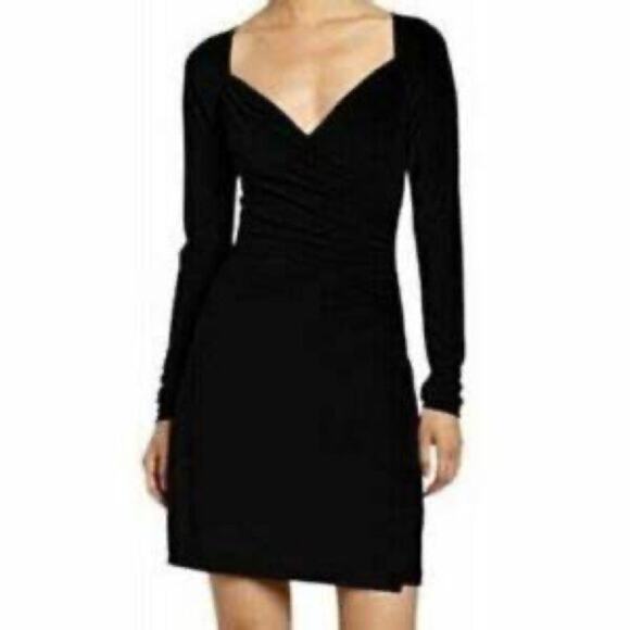 Norma Kamali Little Black Long Sleeve Wrap Mini Dress Size XS - Picture 1 of 7